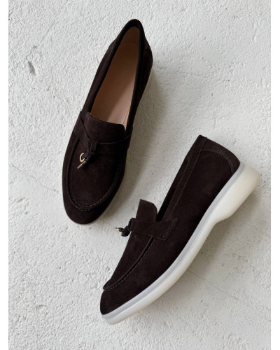 Женские лоферы из натуральной замши Your Step в шоколадном цвете Арт. 156-6